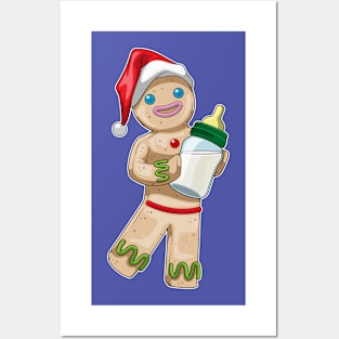 Gingerbread man Christmas Baby bottle Posters and Art